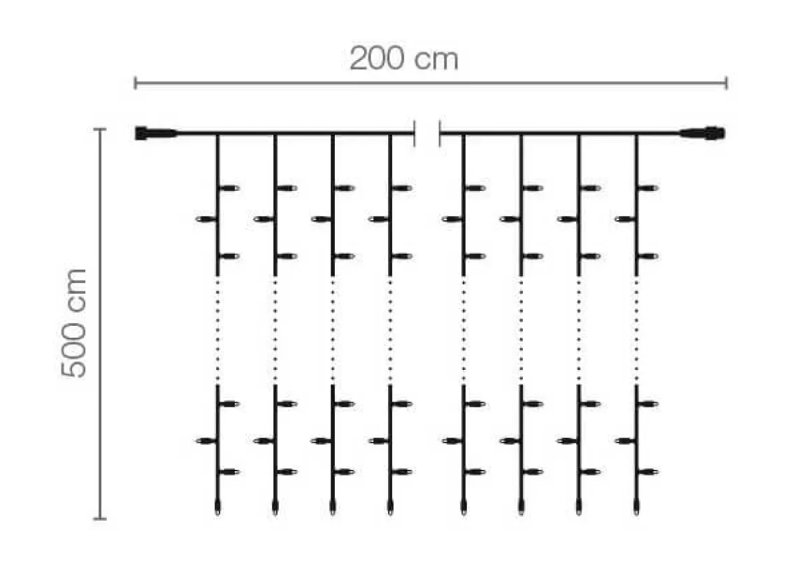 Cortina De Luces LED Para Uso Profesional Sistema IP20, 1000 LED, 500 X 200 Cm, Sin Cable