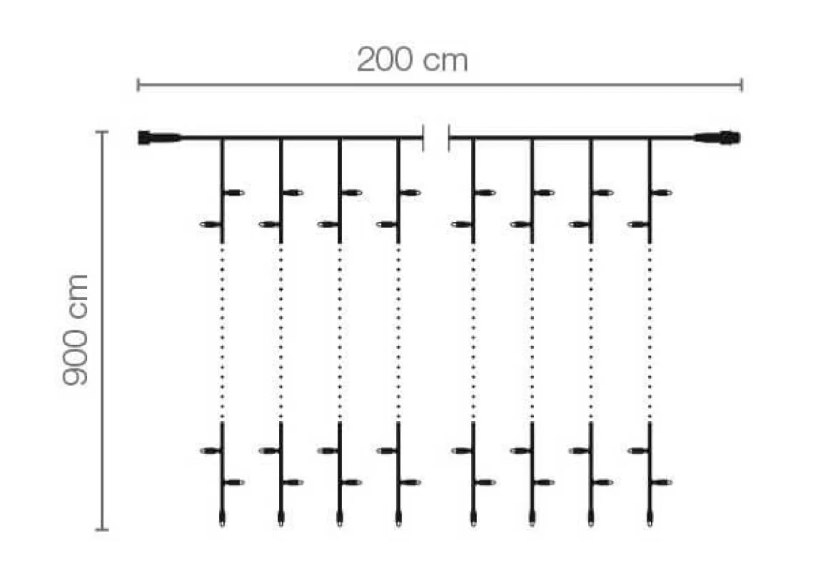 Cortina De Luces LED Para Uso Profesional Sistema IP20, 1800 LED, 900 X 200 Cm, Sin Cable
