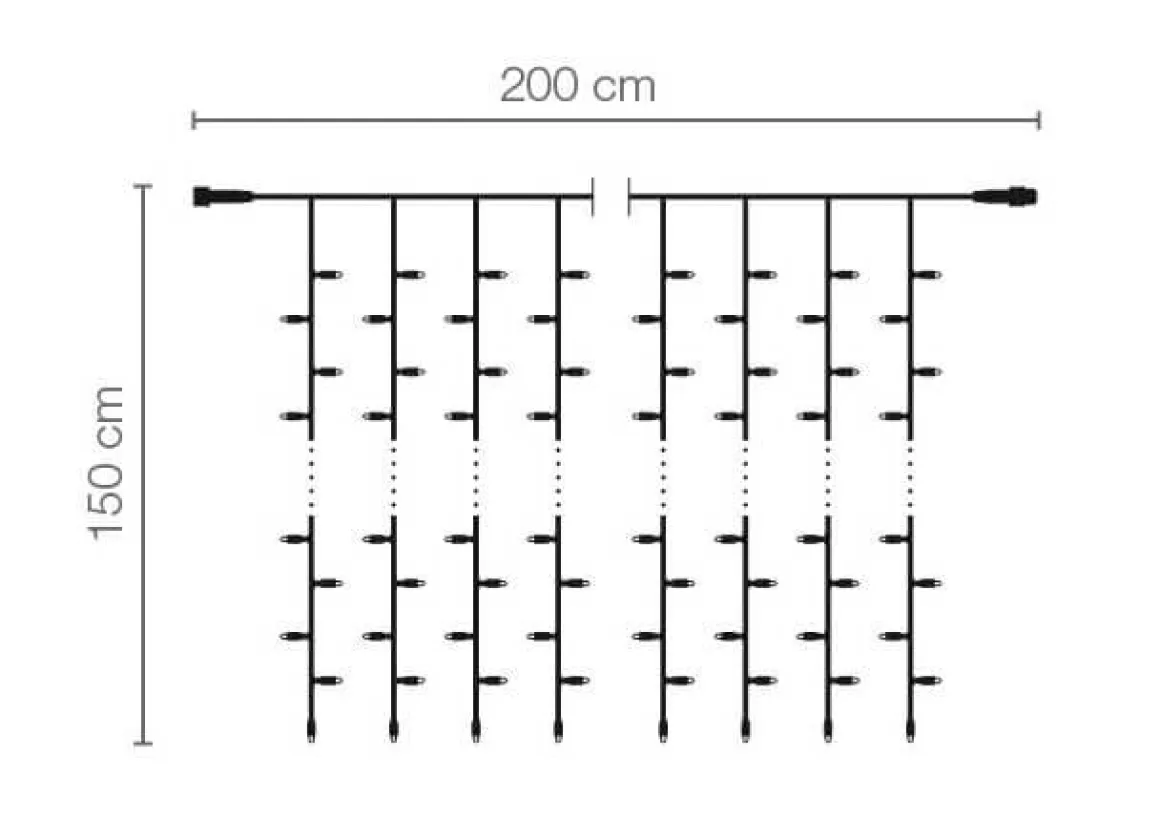 Cortina De Luces LED Parpadeante Para Uso Profesional Sistema IP67, 300 LED, 150 X 200 Cm