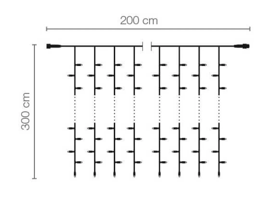 Cortina De Luces LED Parpadeante Para Uso Profesional Sistema IP67, 600 LED, 300 X 200 Cm