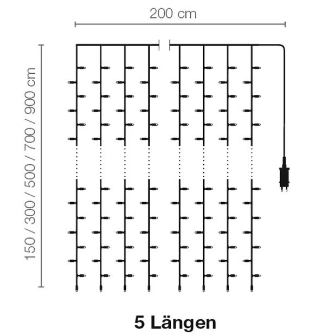 Cortina De Luces LED 24V Para Exteriores, 900 LED, 500 X 200 Cm