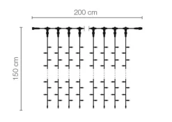 Cortina De Luz 200 X 80 Cm 160 LED IP44, Negra