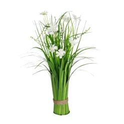 Césped Artificial Con Flores Blancas 48 Cm