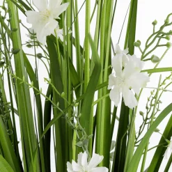 Césped Artificial Con Flores Blancas 48 Cm