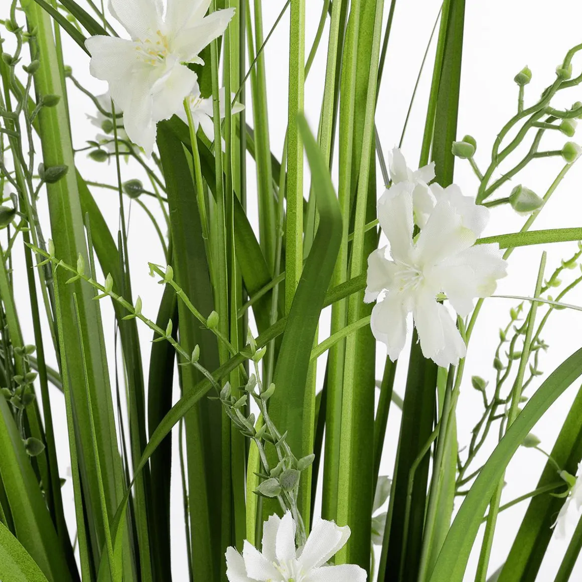 Césped Artificial Con Flores Blancas 48 Cm