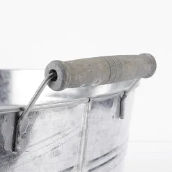 Cubeta De Zinc Con Asas De Madera 35 Cm