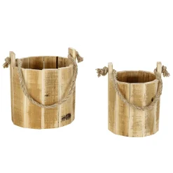 Cubo Rústico De Madera En Set De 2, 21 Cm