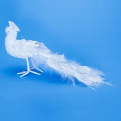 Deco Peacock Glitter Blanco 7 X 40 X 20 Cm