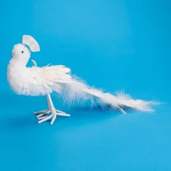 Deco Peacock Glitter Blanco 7 X 40 X 20 Cm