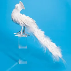 Deco Peacock Glitter Blanco 7 X 40 X 20 Cm