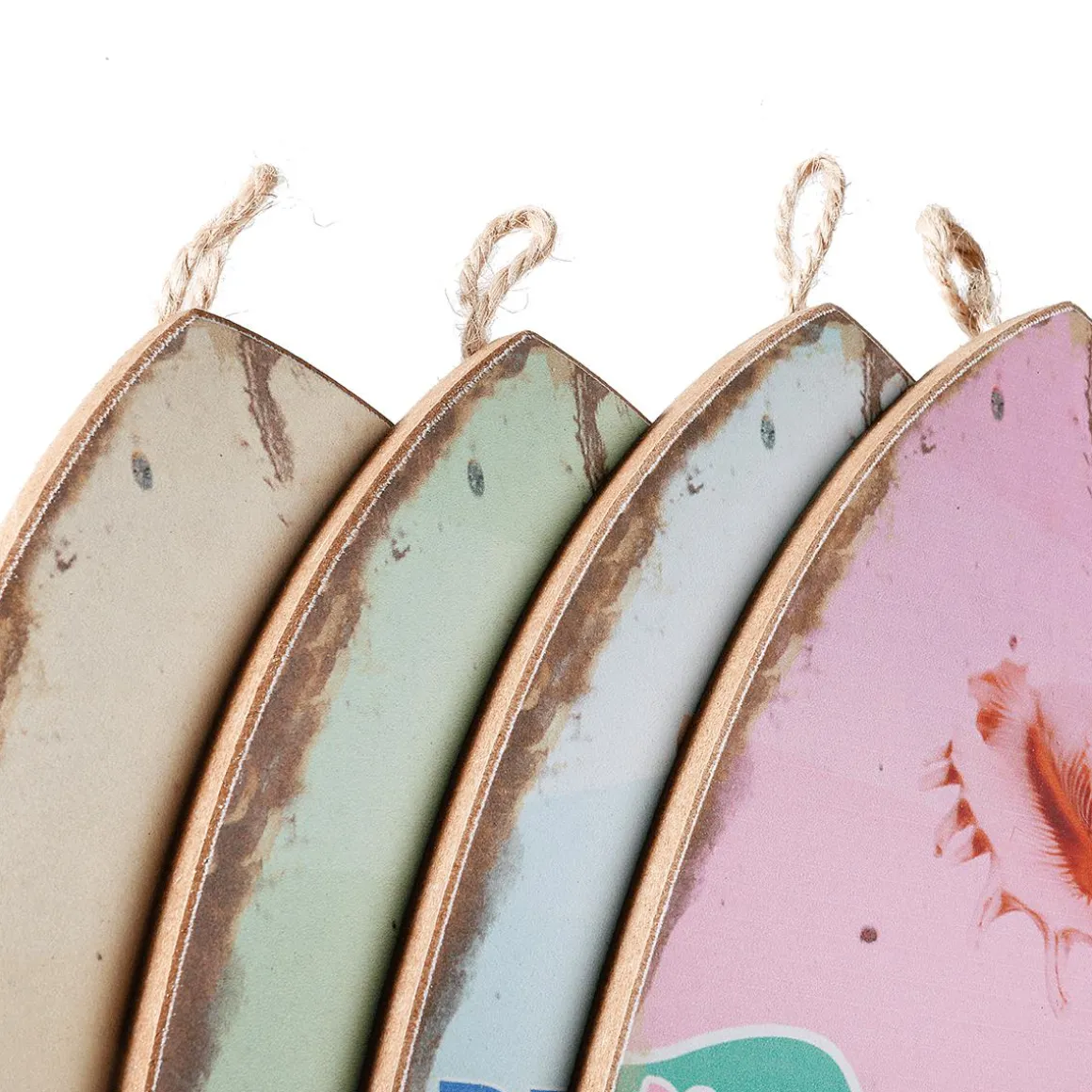 Decoración Mural Tabla De Surf Retro 4 Piezas, Pastel, 60 X 20 X 2 Cm