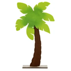 Decoración Palmera De Fieltro Sobre Base De Madera 53,50 Cm