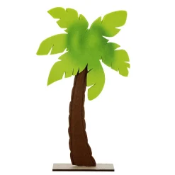 Decoración Palmera De Fieltro Sobre Base De Madera 53,50 Cm