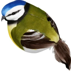 Decoración Pájaro Azul Verde Amarillo 19 Cm