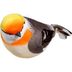 Decoración Pájaro Gris Naranja 19 Cm
