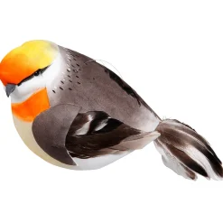 Decoración Pájaro Gris Naranja 19 Cm