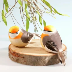 Decoración Pájaro Gris Naranja 19 Cm