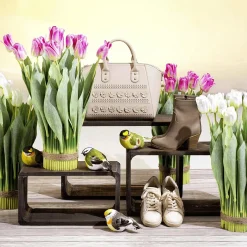 Decoración Pájaro Gris Naranja 19 Cm