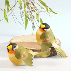 Decoración Pájaro Verde-naranja 19 Cm