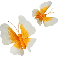 Dos Mariposas Decorativas Con Clip, Amarillo, Ø 11-14 Cm