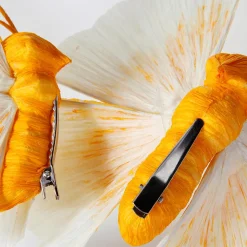 Dos Mariposas Decorativas Con Clip, Amarillo, Ø 11-14 Cm