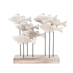 Escultura Deco Marítima Pez De Madera 28 Cm
