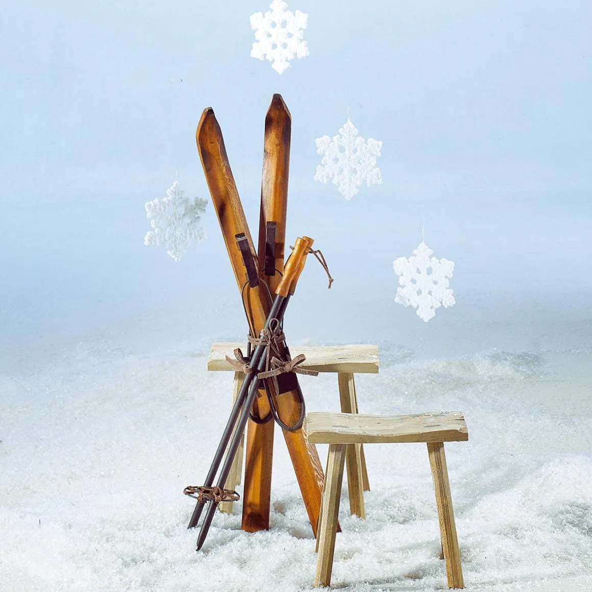 Esquiador Decorativo De Madera, Longitud 140 Cm