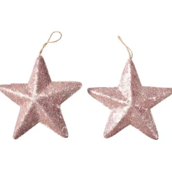 Estrella Con Lentejuelas Ø 22 Cm, 2 Piezas, Rosada