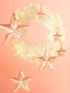 Estrella Con Lentejuelas Ø 22 Cm, 2 Piezas, Rosada