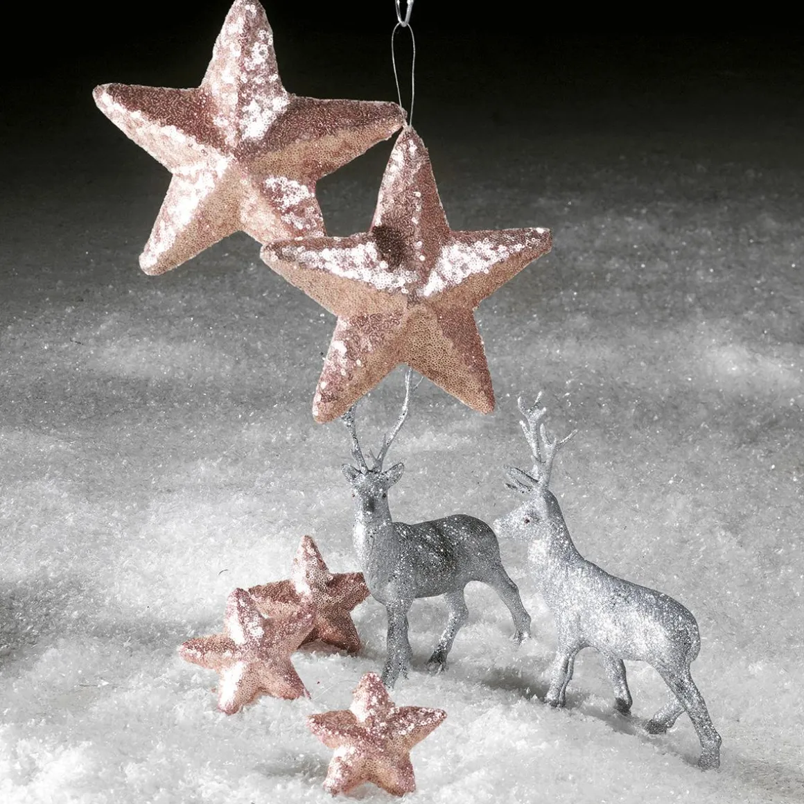 Estrella Con Lentejuelas Ø 22 Cm, 2 Piezas, Rosada