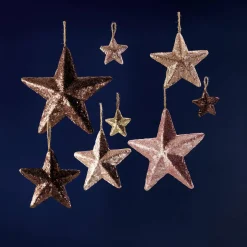 Estrella Con Lentejuelas Ø 22 Cm, 2 Piezas, Rosada
