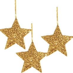 Estrella Decorativa Dorada, 20 Cm, 3 Piezas