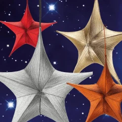Estrella Dorada Plegable De Tela Decó Con Cremallera 110 Cm