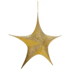 Estrella Dorada Plegable Deco Con Cremallera, 40 Cm