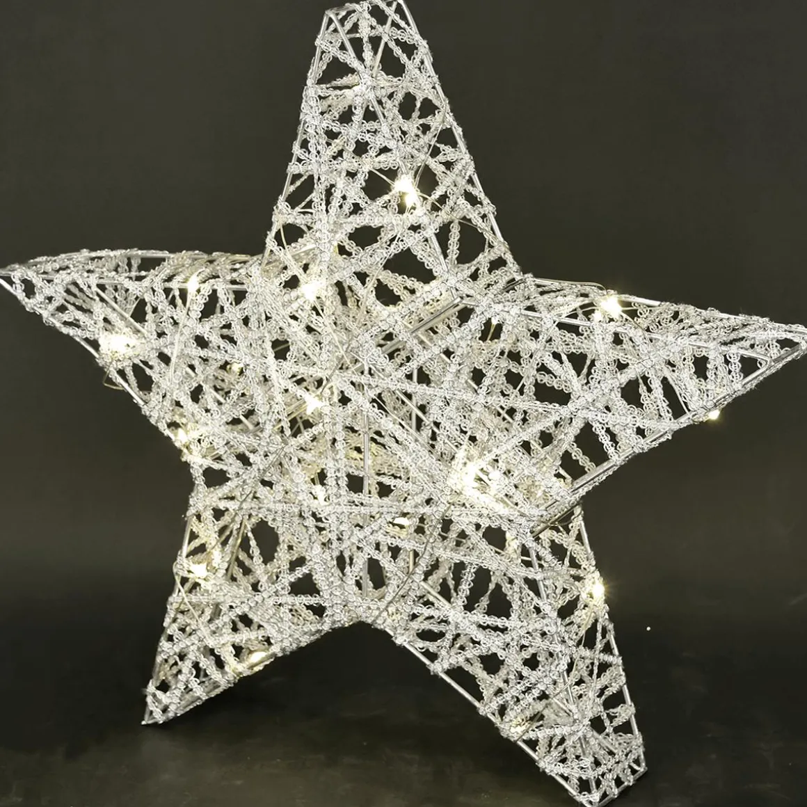Estrella LED A Pilas Con Temporizador, Plateada