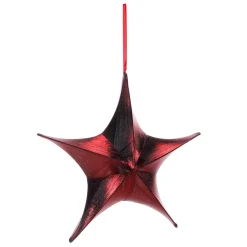 Estrella Plegable De Tela Decorativa, Rojo Metalizado, Con Cremallera