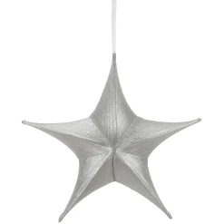 Estrella Plegable De Tela Decorativa En Plata Metalizada Con Cremallera