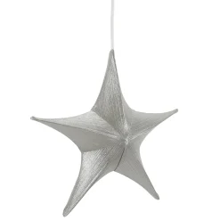 Estrella Plegable De Tela Decorativa En Plata Metalizada Con Cremallera