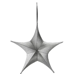 Estrella Plegable De Tela Deco Negro-plata Con Cremallera, 40 Cm