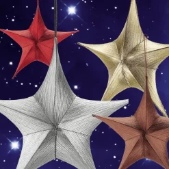 Estrella Plegable De Tela Decorativa Rojo Burdeos Con Cremallera, 40 Cm