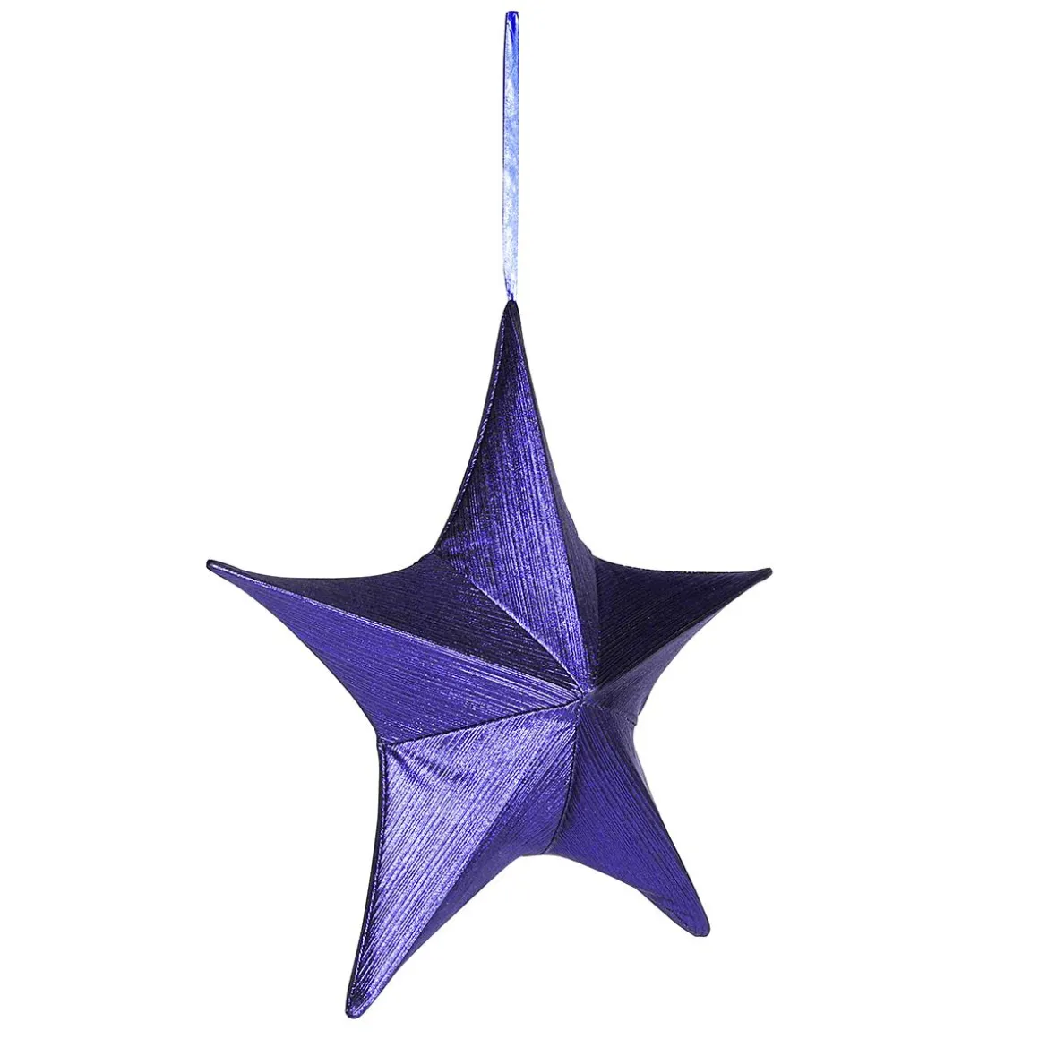 Estrella Plegable De Tela Decorativa, Azul Metalizado, Con Cremallera