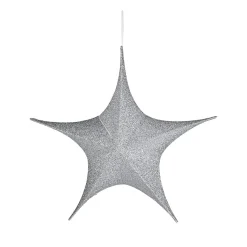Estrella Plegable Deco Plateada Con Cremallera, 40 Cm