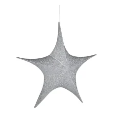 Estrella Plegable Deco Plateada Con Cremallera, 40 Cm