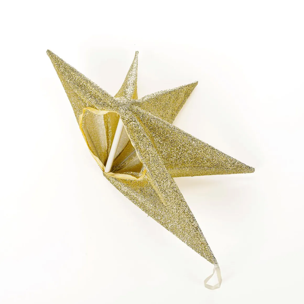 Estrella Plegable Deco Plateada Con Cremallera, 40 Cm