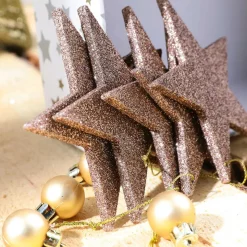 Estrellas Brillantes Decorativas Nougat, Ø 10 Cm, 10 Piezas