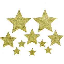 Estrellas 2D, Oro, 10 Pz. Colgador Nailon