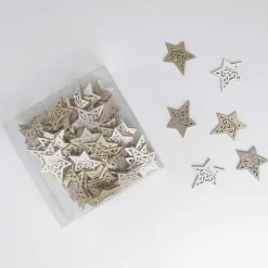 Estrellas De Madera Dispersas 72 Piezas 4 Cm