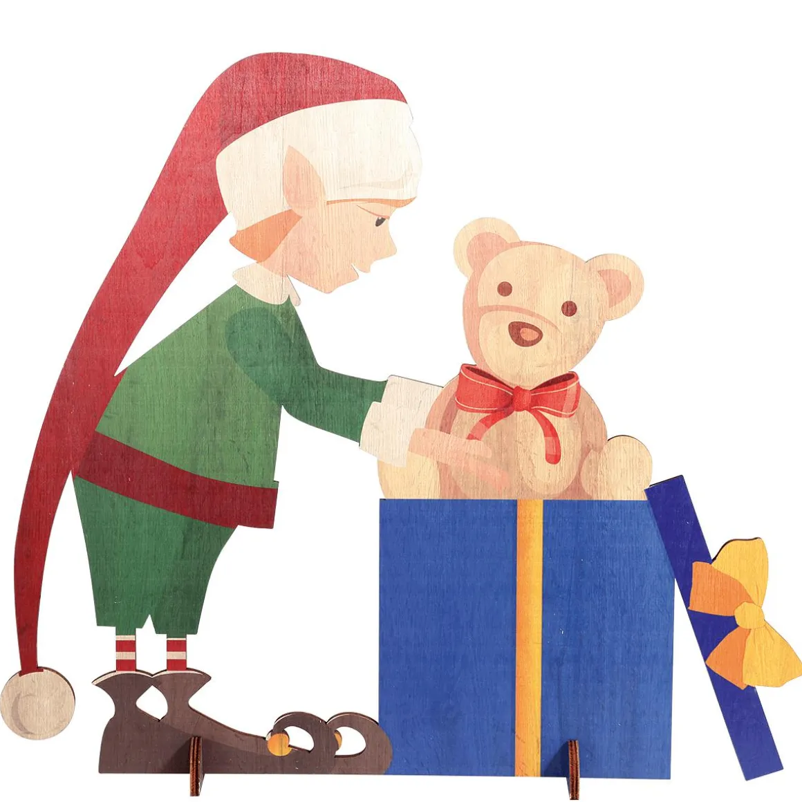 Expositor De Madera Elfo De Navidad 88 X 73 Cm