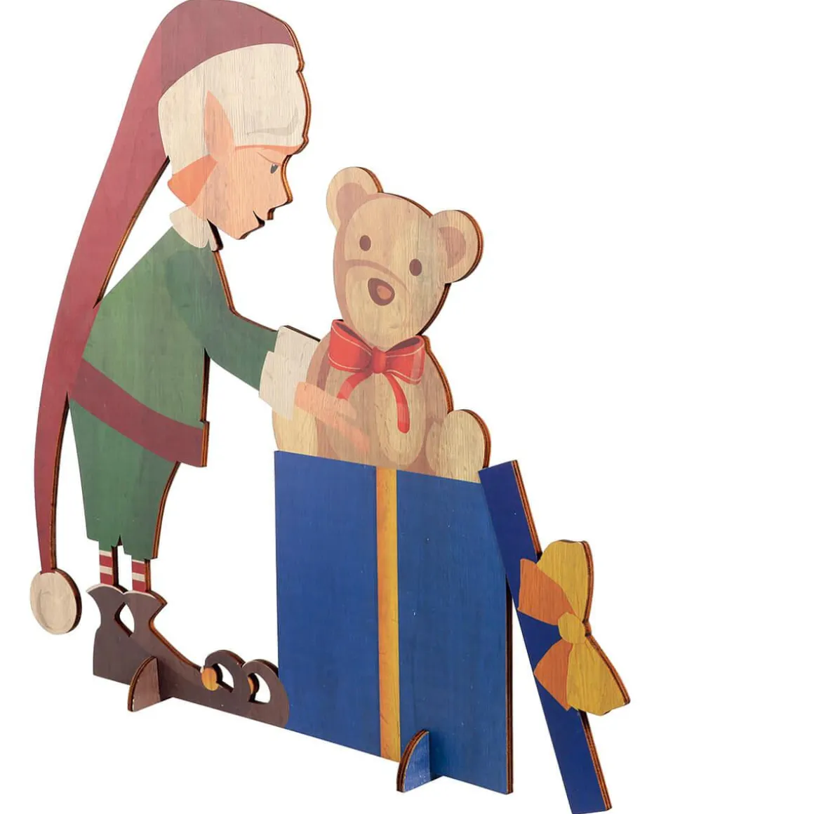 Expositor De Madera Elfo De Navidad 88 X 73 Cm