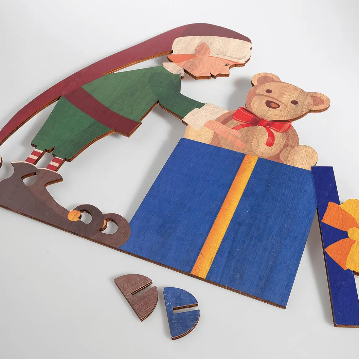 Expositor De Madera Elfo De Navidad 88 X 73 Cm